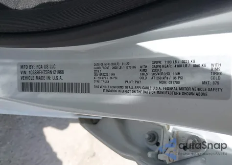 2024 Ram 1500 Limited 4X4 5'7 Box from USA, damaged, VIN 1C6SRFHT5RN121968